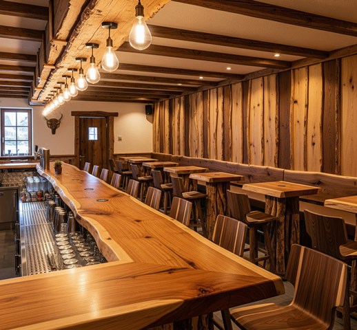 The Natural Intimacy Created by Log Details in Bar Design