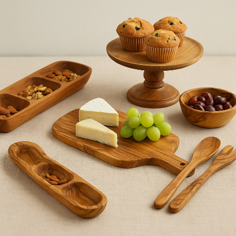 A Rustic Touch to Tables with Natural Wood Serving Products
