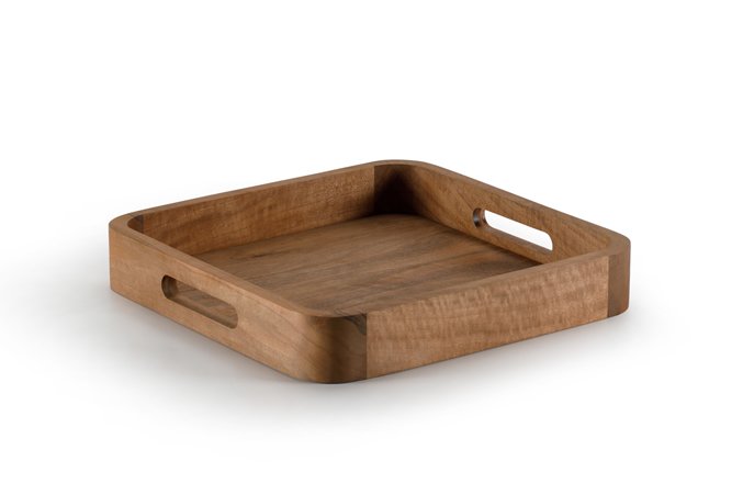 High Edge Wooden Square Tray / Walnut / 2613