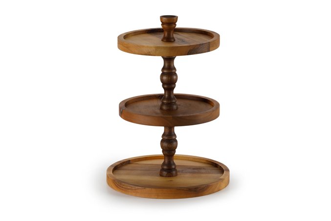 3 Tier Cake Stand / Walnut / 3195